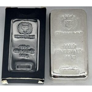 Germania Mint 500g 999.9 Fine Silver Cast Bar Bullion Sealed Serialized Wrap 500